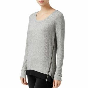 RACHEL ROY side-zip gray sweater